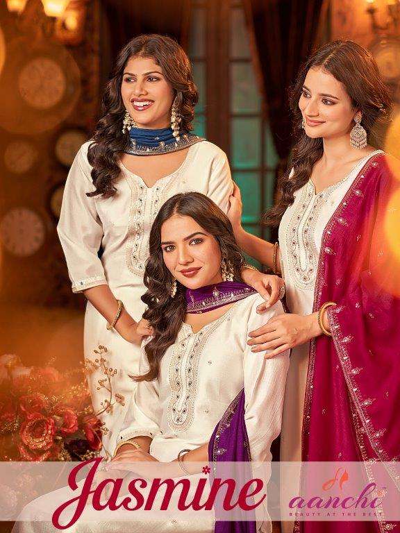 AANCHI JASMINE PURE VICHITRA SILK EMBROIDERY DRESSES-00286