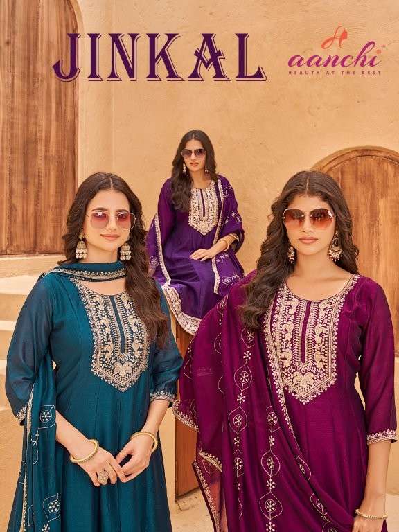 AANCHI JINKAL PURE VICHITRA SILK EMBROIDERY DRESSES-00286