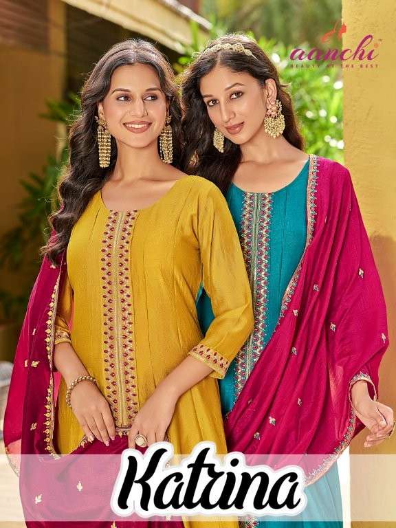 AANCHI KATRINA PURE VICHITA SILK EMVROIDERY PRINTED DRESSES-00286
