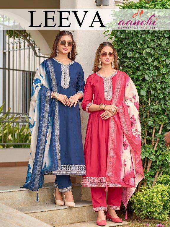 AANCHI LEEVA PURE ROMAN SILK EMBROIDERY DRESSES-00286