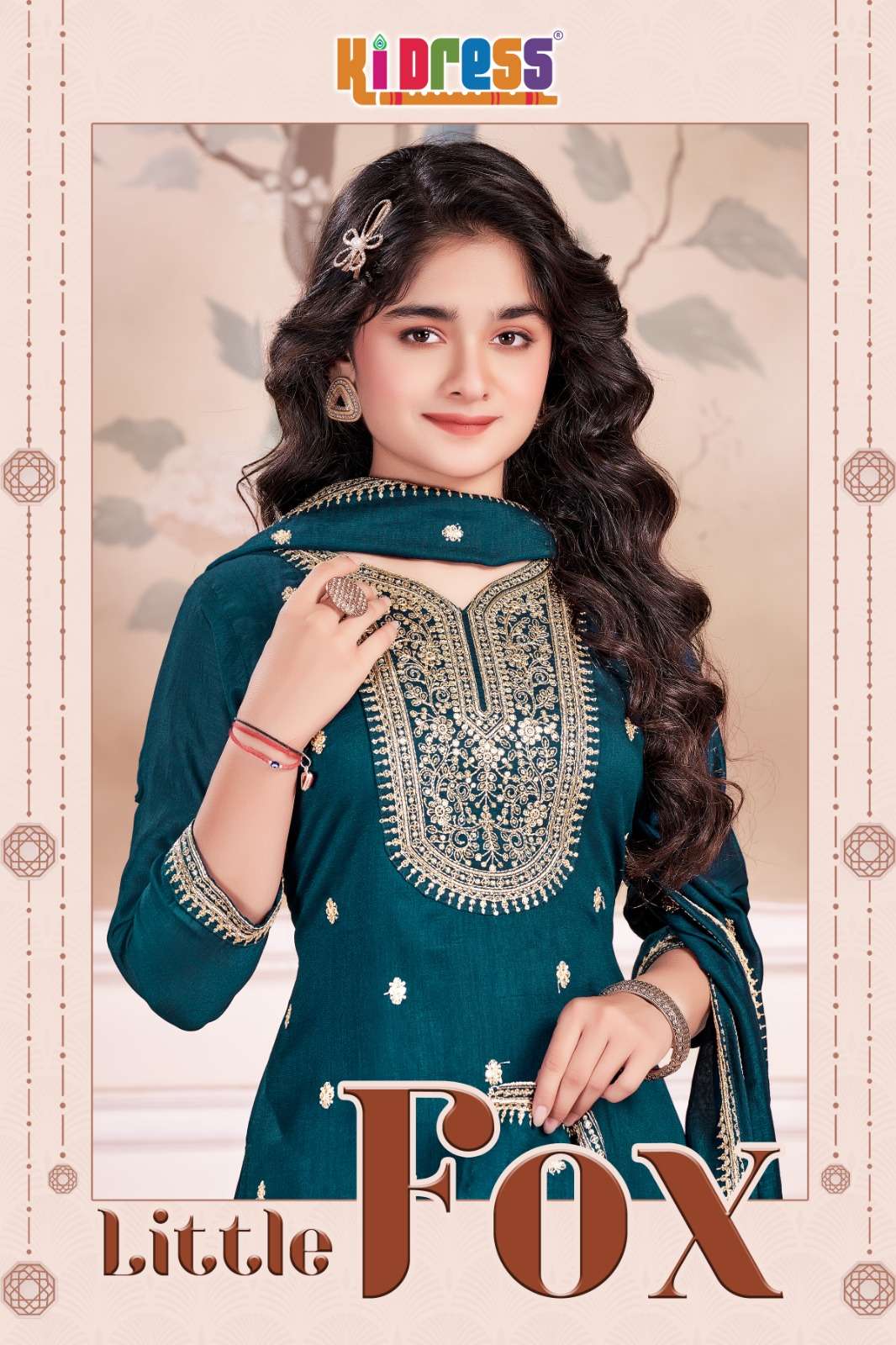 AANCHI LITTLE FOX PURE VICHITA SILK EMBROIDERY PRINTED DRESSES-00286