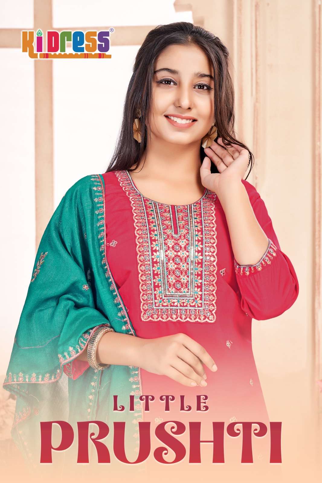 AANCHI LITTLE PRUSHTI 1001 TO 1002 SERIES PURE ROMAN SILK EMBROIDERY PRINTED DRESSES-00286