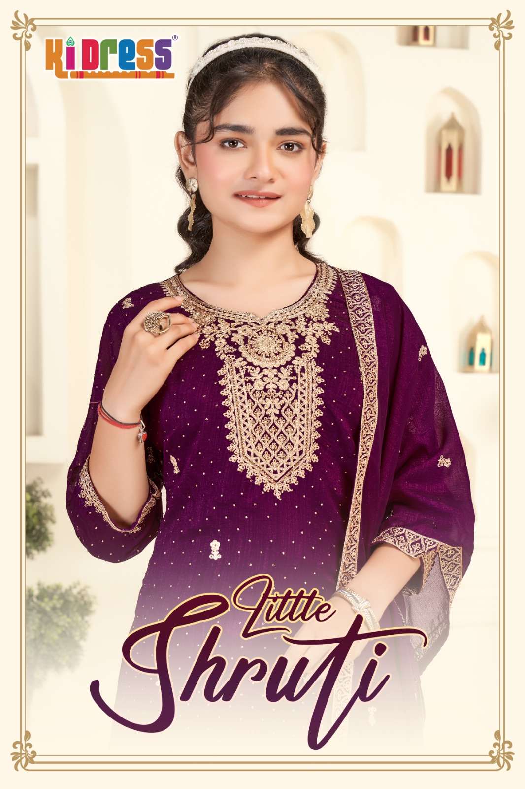 AANCHI LITTLE SHRUTI PURE VICHITRA SILK EMBROIDERY PRINTED DRESSES-00286