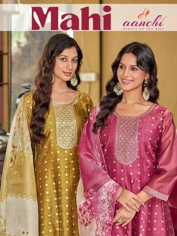 AANCHI MAHI PURE JACQUARD EMBROIDERY PRINTED DRESSES-00286