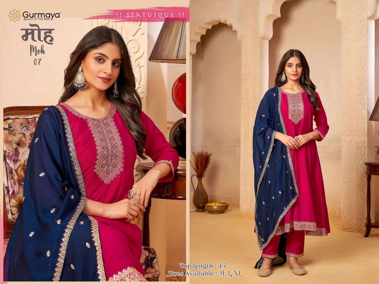 AANCHI MOH 07 & 38 SERIES PURE VICHITRA SILK EMBROIDERY DRESSES-00286