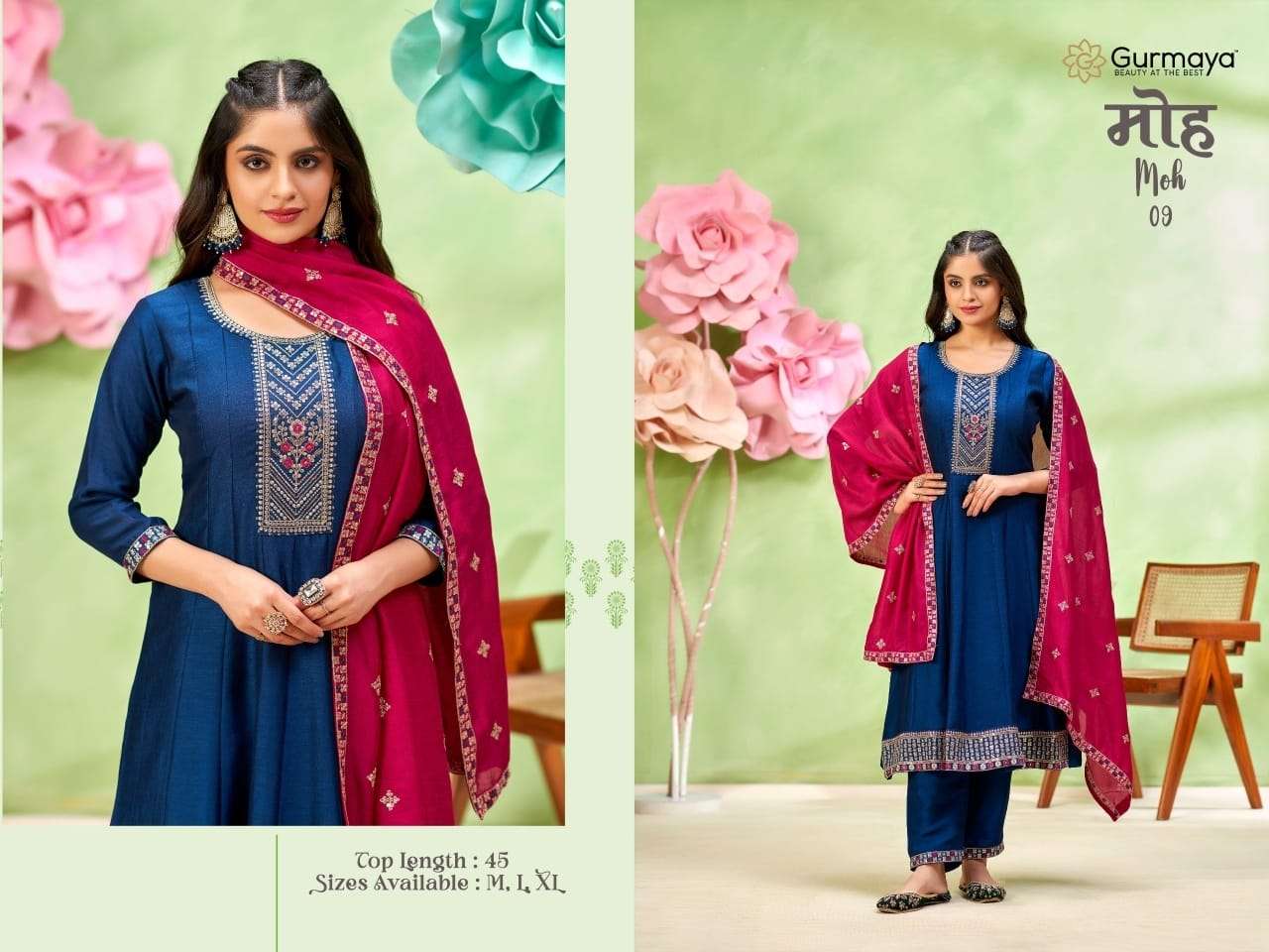 AANCHI MOH 09 TO 12 SERIES PURE VICHITRA SILK EMBROIDERY DRESSES-00286