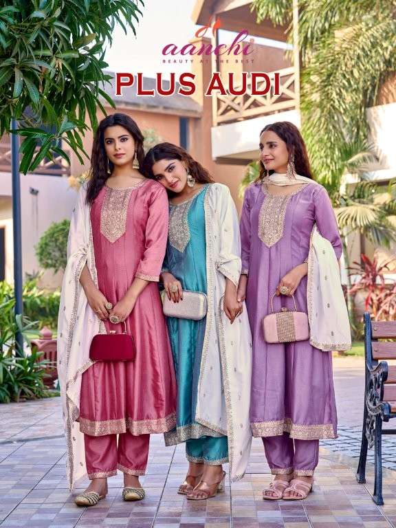 AANCHI PALS AUDI PURE VICHITRA SILK EMBROIDERY PRINTED DRESSES-00286