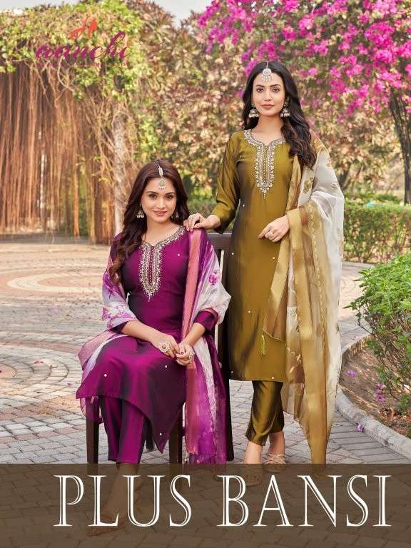 AANCHI PLUS BANSI PURE VATICAN FANCY EMBROIDERY DRESSES-00286