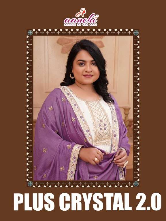 AANCHI PLUS CRYSTAL 2.0 PURE VICHITRA SILK EMBROIDERY PRINTED DRESSES-00286