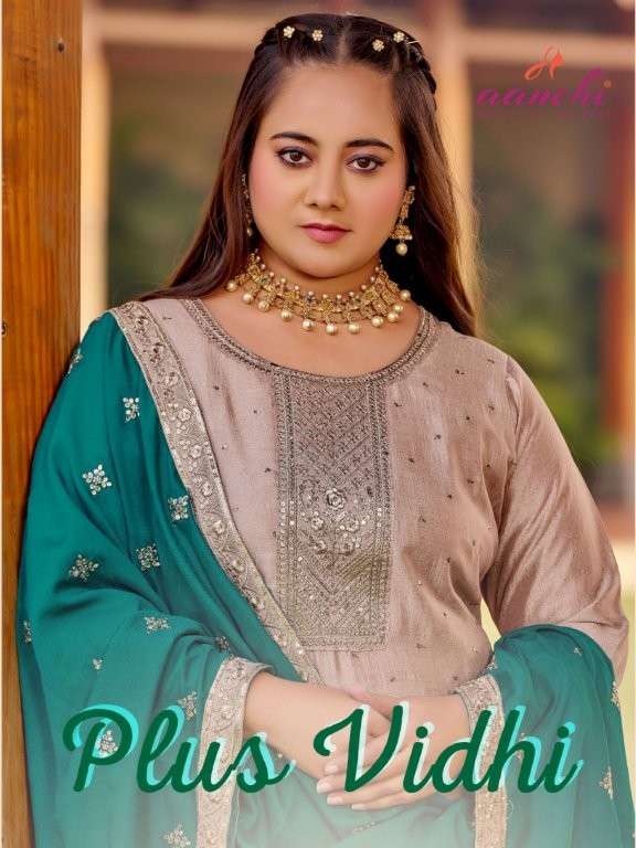AANCHI PLUS VIDHI PURE VICHITRA SILK EMBROIDERY PRINTED DRESSES 