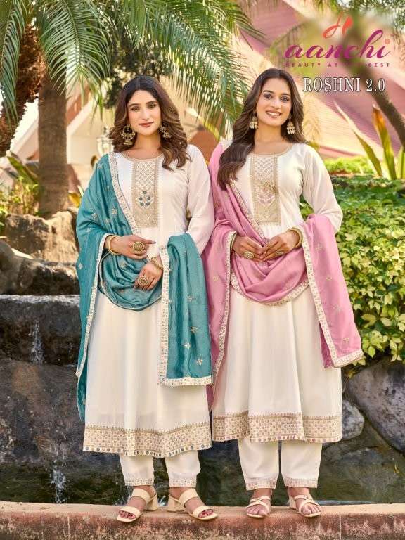 AANCHI ROSHNI-2.0 PURE VICHITRA SILK EMBROIDERY PRINTED DRESSES-00286