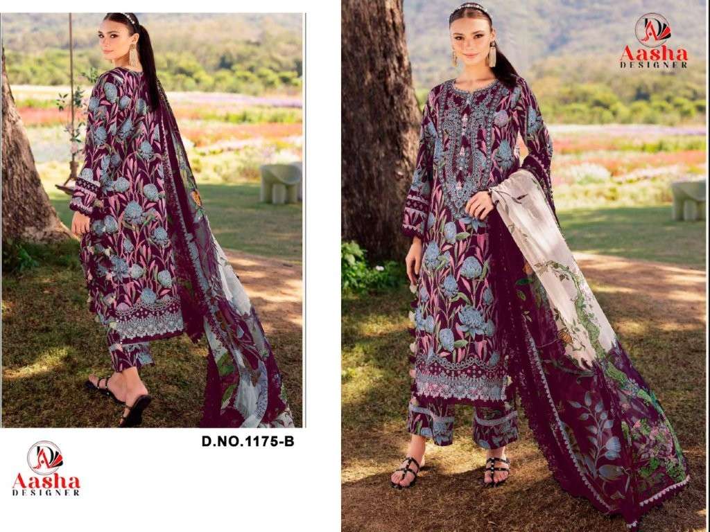 AASHA 1175 PURE COTTON PRINTED EMBROIDERY PAKISTANI DRESSES-00071