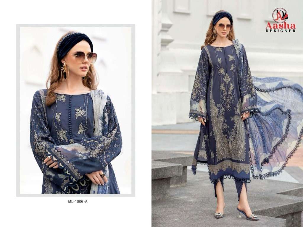 AASHA DESIGNER 1006 SERIES PURE COTTON PRINTED EMBROIDERY PAKISTANI DRESS-00062