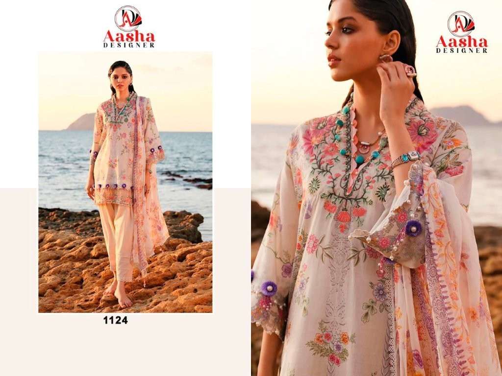 AASHA DESIGNER 1124 A-B  SERIES PURE COTTON PRINTED PAKISTANI DRESSES-00062