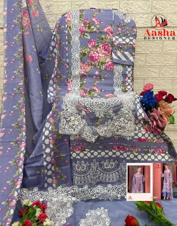 AASHA DESIGNER 1161 PURE COTTON PRINTED EMBROIDERY PAKISTANI DRESSES-00062