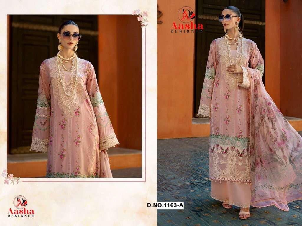 AASHA DESIGNER 1163 A-B  SERIES PURE COTTON PRINTED PAKISTANI DRESSES-00062