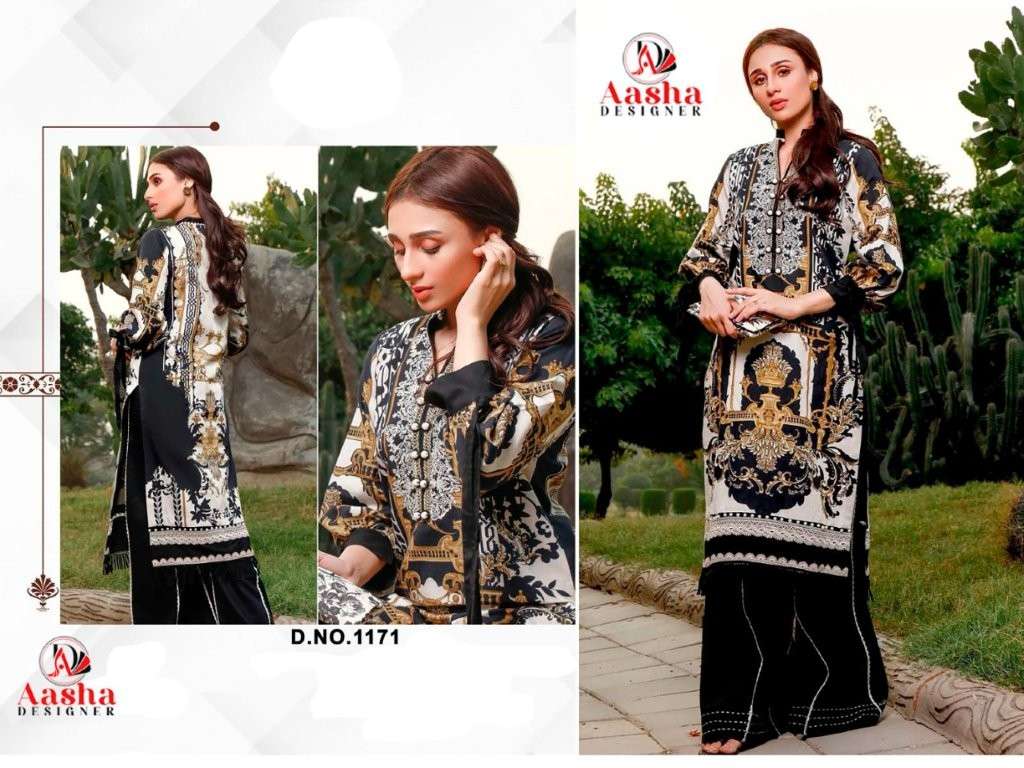 AASHA DESIGNER 1171 SERIES PURE COTTON PRINTED EMBROIDERY PAKISTANI DRESS-00071