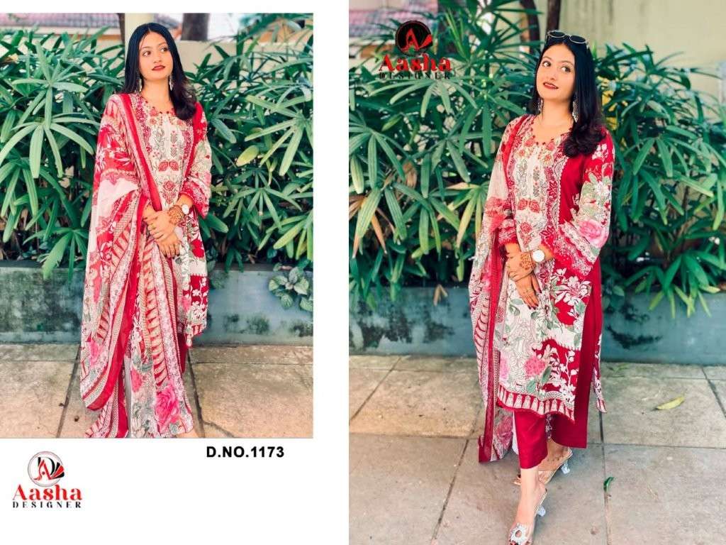 AASHA DESIGNER 1173 SERIES PURE COTTON PRINTED EMBROIDERY PAKISTANI DRESS-00071