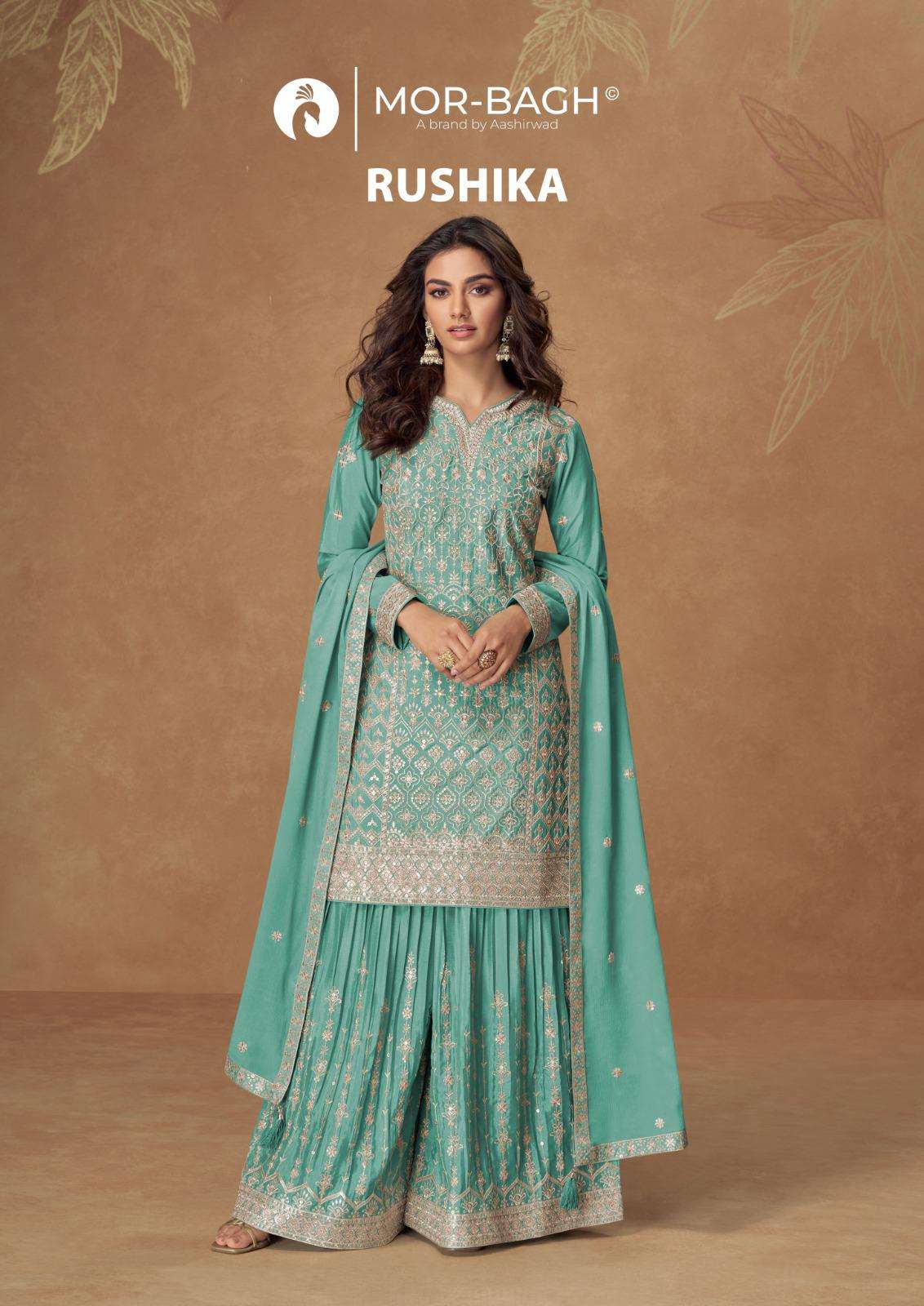 AASHIRWAD CREATION RUSHIKA HEAVY EMBROIDERY CHINON SILK DRESSES-00150
