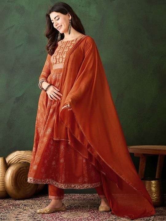 AASTHA NX BY ASLIWHOLESALE DESIGNER PURE GEORGETTE EMBROIDERY PRINTED DRESSES-00264