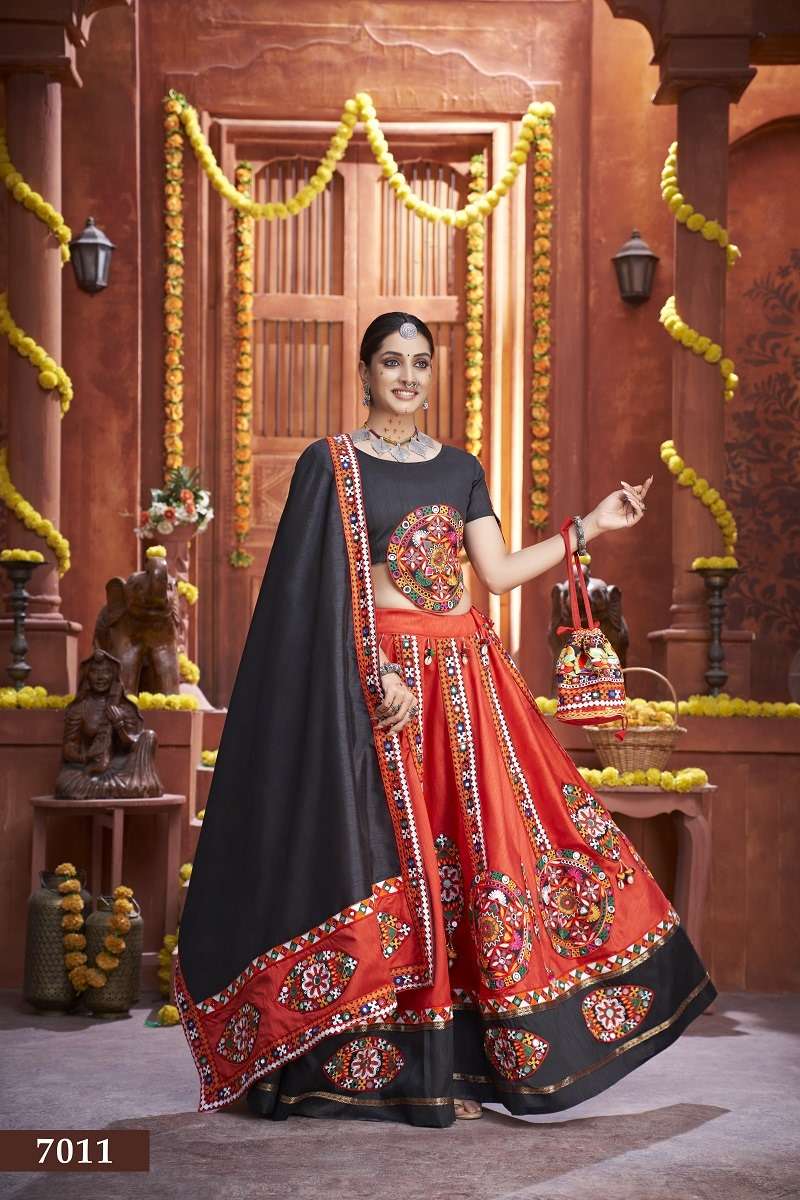 AAWIYA RAJWADI VOL-3 7011 SERIES PURE SILK EMBROIDERY PRINTED LEHENGAS-00060