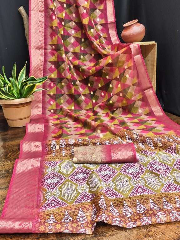 ADITI BY ASLIWHOLESALE DESIGNER PURE LINEN COTTON PRINTED SAREES-00279