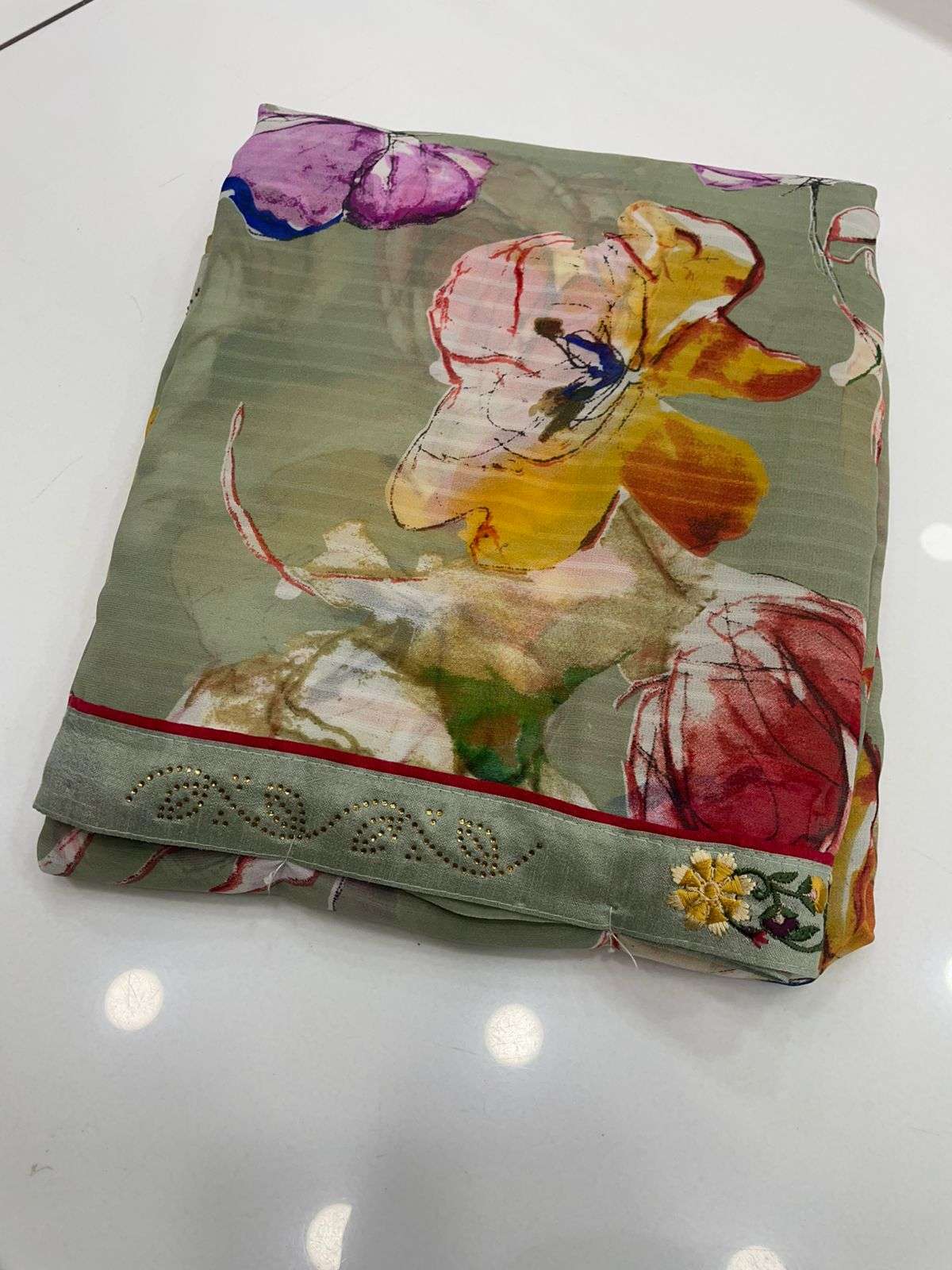 ADITYA KHUSHI PURE GEORGETTE PRINTED EMBROIDERY SAREES-00090