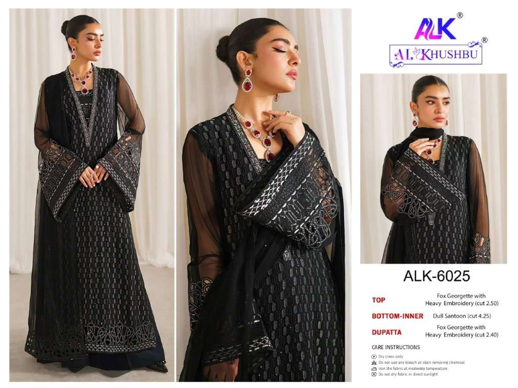 AL KHUSHBU ALK-6025 SERIES PURE GEORGETTE EMBROIDERY PAKISTANI DRESS-00201