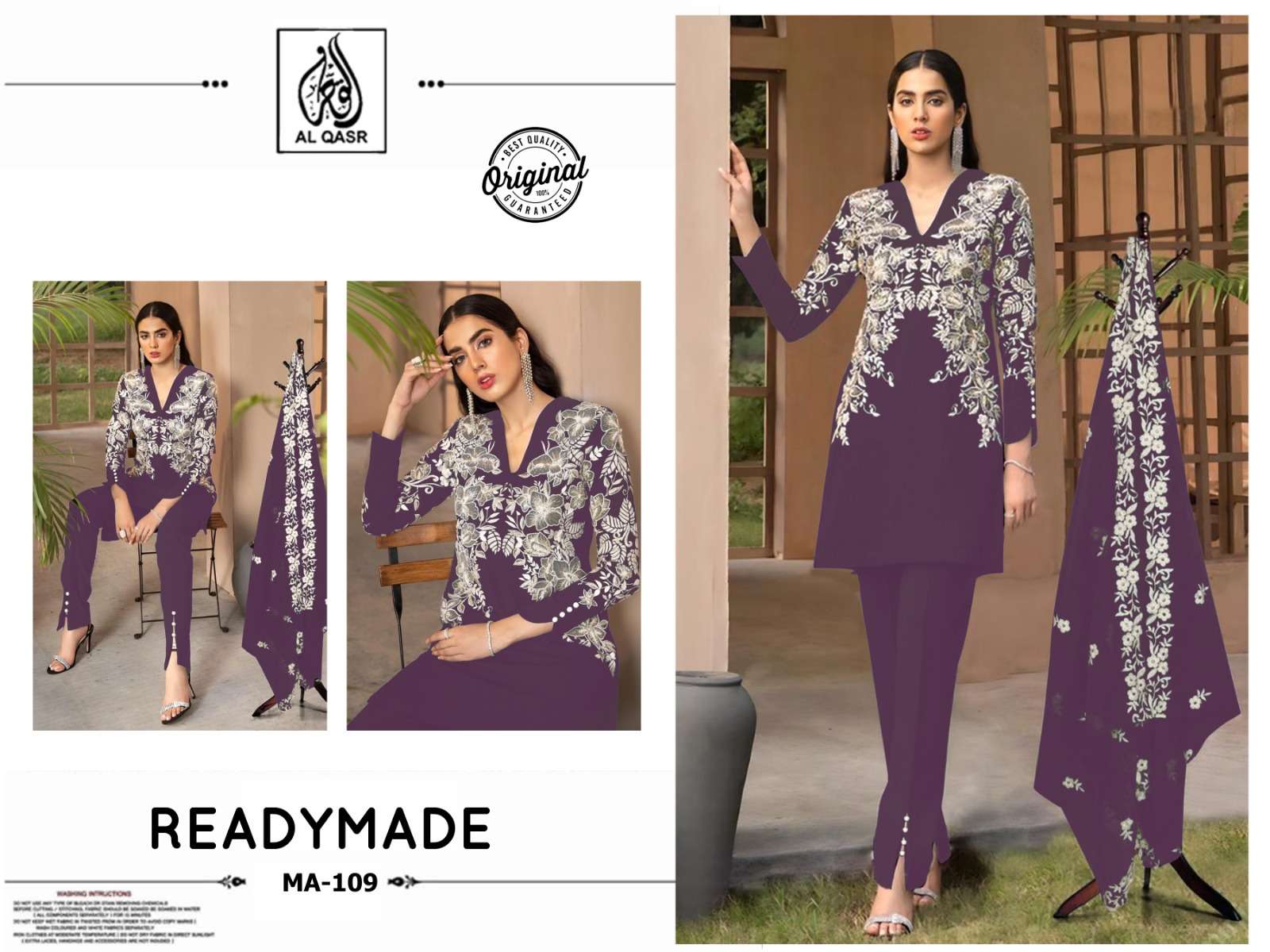 AL QASR MA-109 NX PURE FAUX GEORGETTE EMBROIDERY PRINTED DRESSES-00245