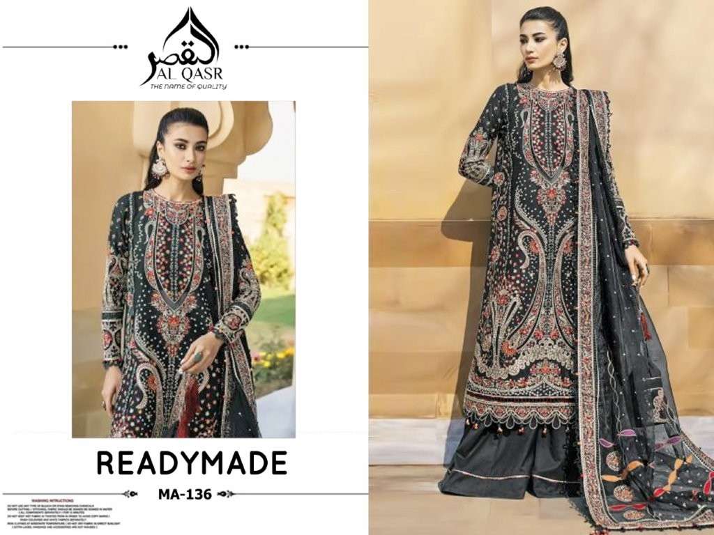 AL QASR MA-136 PURE FAUX GEORGETTE EMBROIDERY PRINTED DRESSES-00245