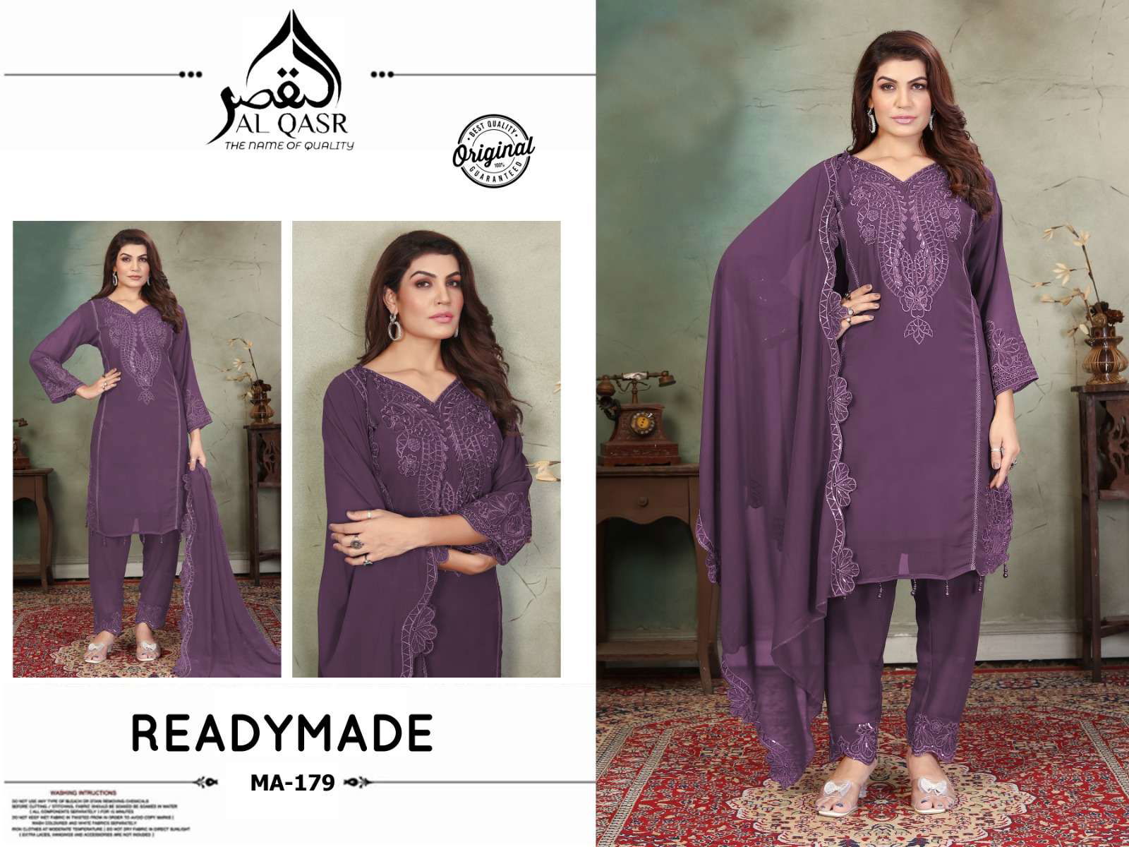 AL-QASR MA-179 PURE FAUX GEORGETTE EMBROIDERY DRESSES-00245