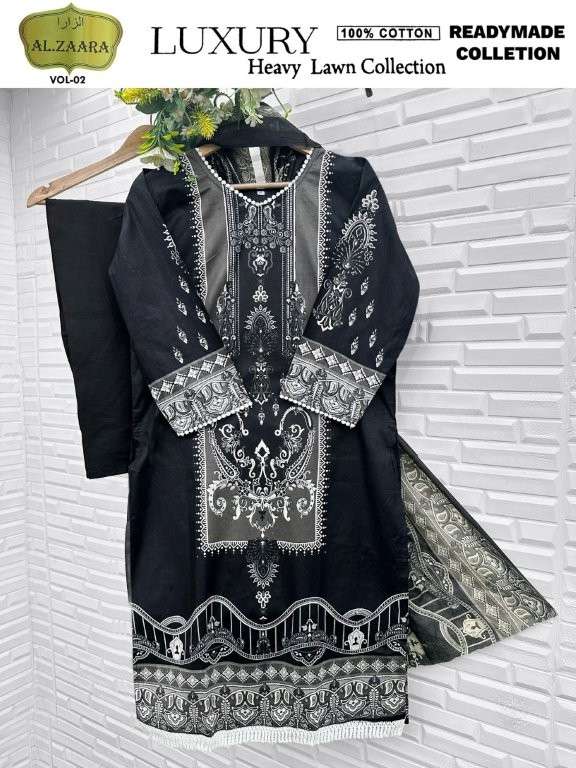 AL ZARA VOL-02 BY ASLIWHOLESALE DESIGNER PURE COTTON PRINTED PAKISTANI DRESSES-00062