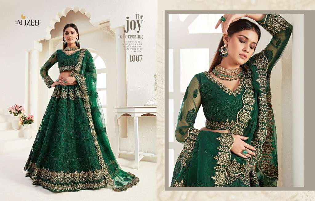 ALIZEH BRIDAL HERITAGE COLOUR SAGA 1007 SERIES PURE NET EMBROIDERY PRINTED LEHENGAS-00001 