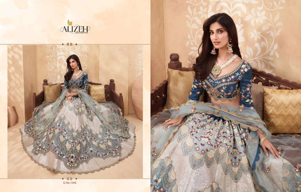 ALIZEH SPARKLE HIT DESIGN 1040 SERIES PURE SILK EMBROIDERY PRINTED LEHENGAS-00001