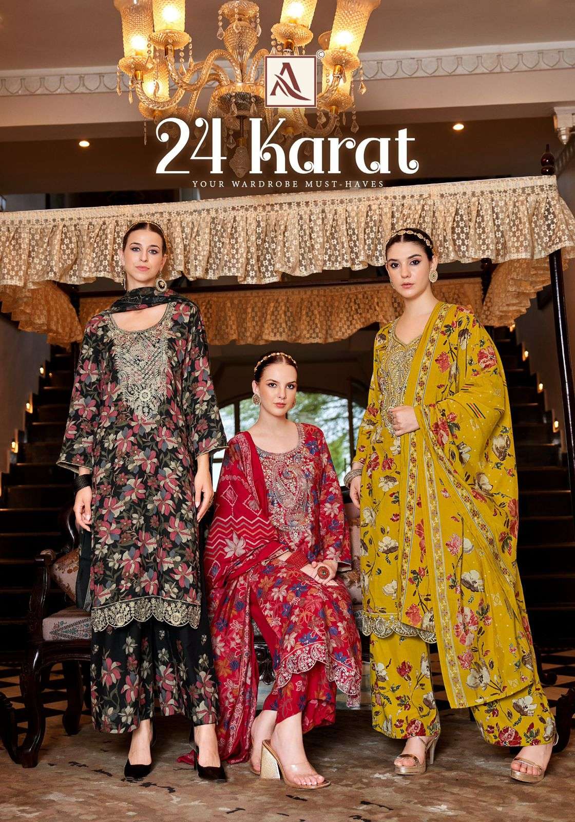 ALOK SUIT 24 KARAT PURE VISCOSE RAYON PRINTED EMBROIDERY PAKISTANI DRESSES-00201