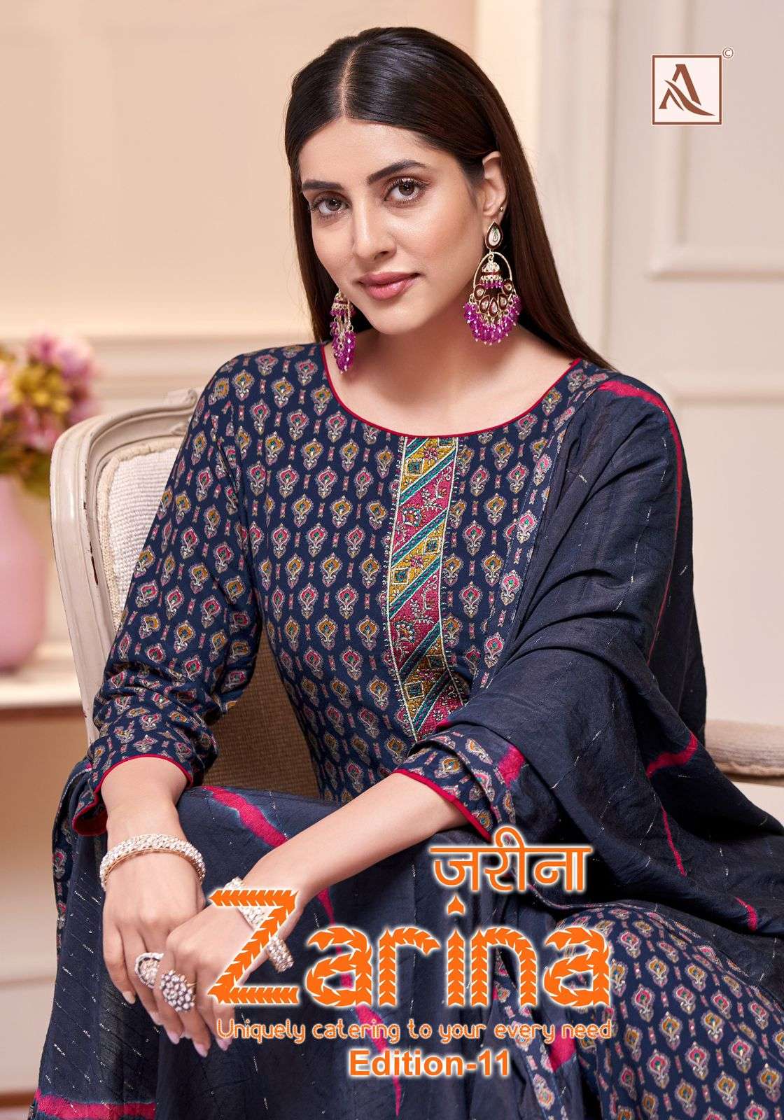 ALOK SUIT ZARINA VOL-11 PURE VISCOSE RAYON PRINTED PAKISTANI DRESSES-00201
