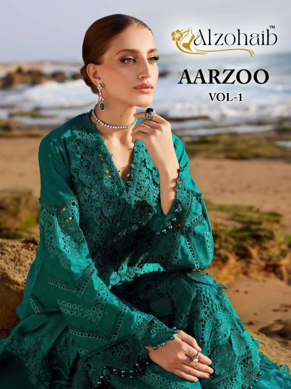 ALZOHAIB AARZOO VOL-1 PURE COTTON EMBROIDERY PAKISTANI DRESSES-00011