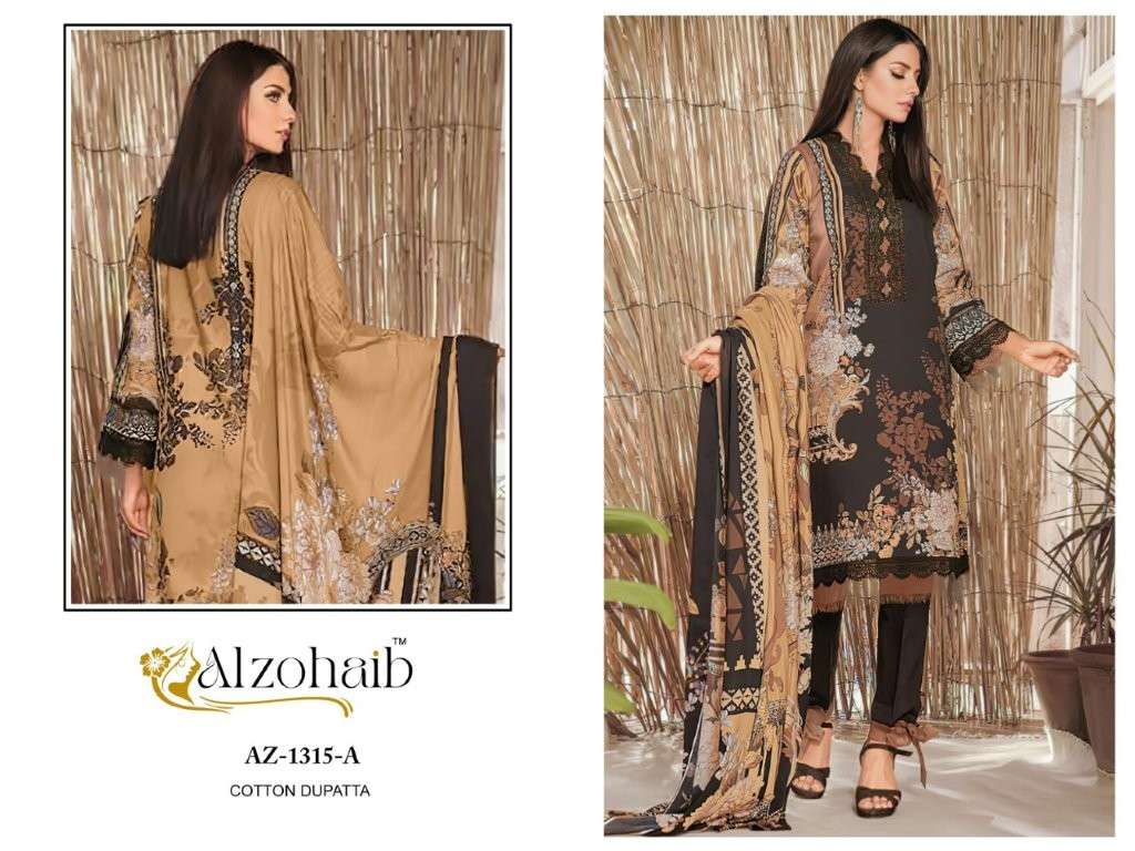 ALZOHAIB AZ-1315 PURE COTTON PRINTED PAKISTANI DRESSES-00062