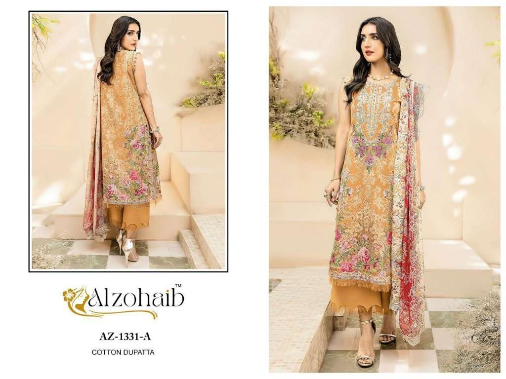 ALZOHAIB AZ-1331 PURE COTTON EMBROIDERY PRINTED PAKISTANI DRESSES-00011