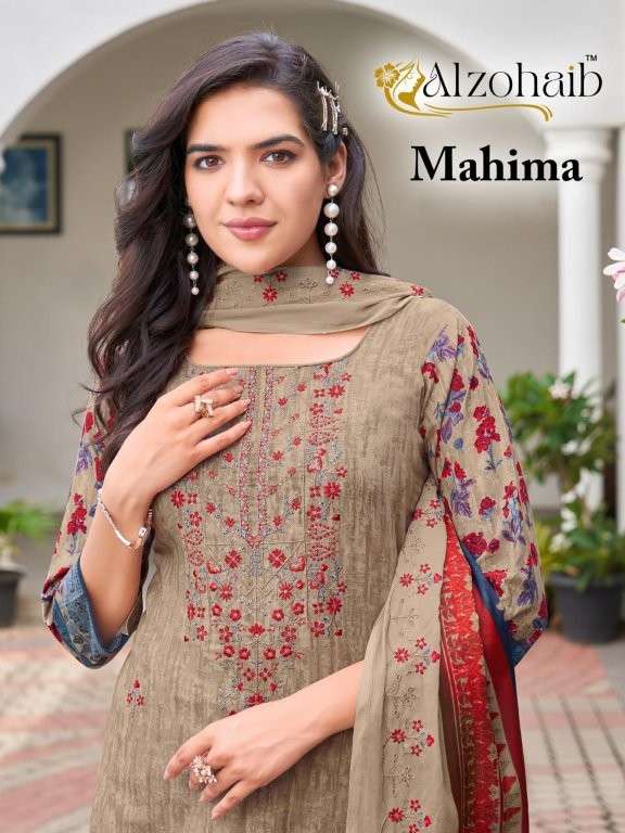 ALZOHAIB MAHIMA AZ-1262 TO AZ-1267 SERIES PURE COTTON  PRINTED PAKISTANI DRESSES-00201