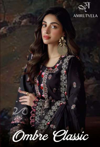 AMRUTVELA OMBRE CLASSIC PURE COTTON EMBROIDERY PAKISTANI DRESSES-00201