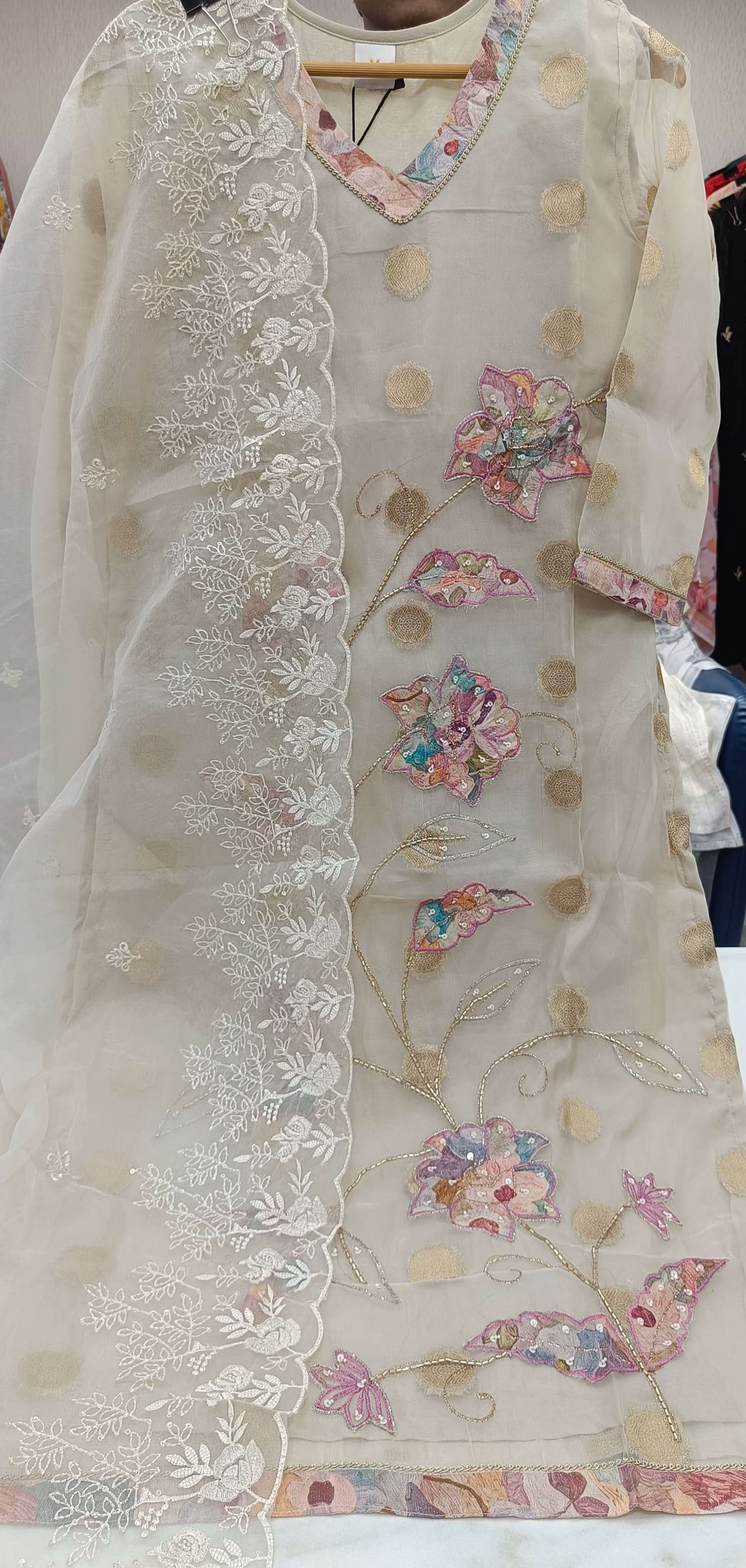 ANERI VOL-2 BY ASLWIHOLESALE DESIGNER PURE ORGANZA EMBROIDERY PRINTED DRESSES-00298