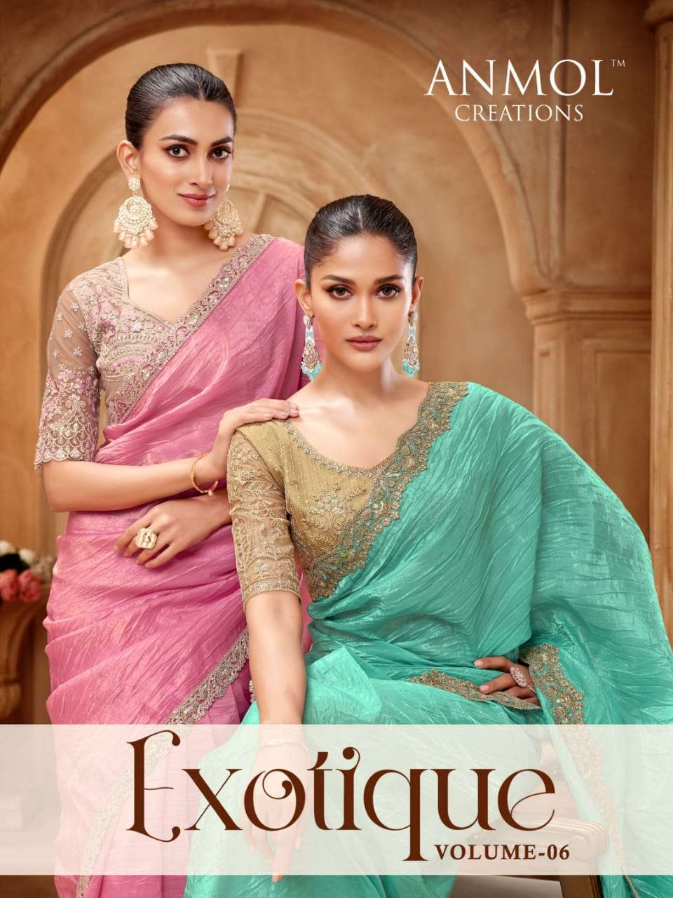 ANMOL CREATIONS EXOTIQUE PURE  SATIN SILK EMBROIDERY SAREES-00090