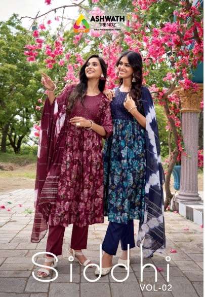 ASHWATH TRENDZ SIDDHI VOL-02 2001 TO 2006 SERIES PURE FANCY ROMAN FOLI PRINTED DRESSES-00275