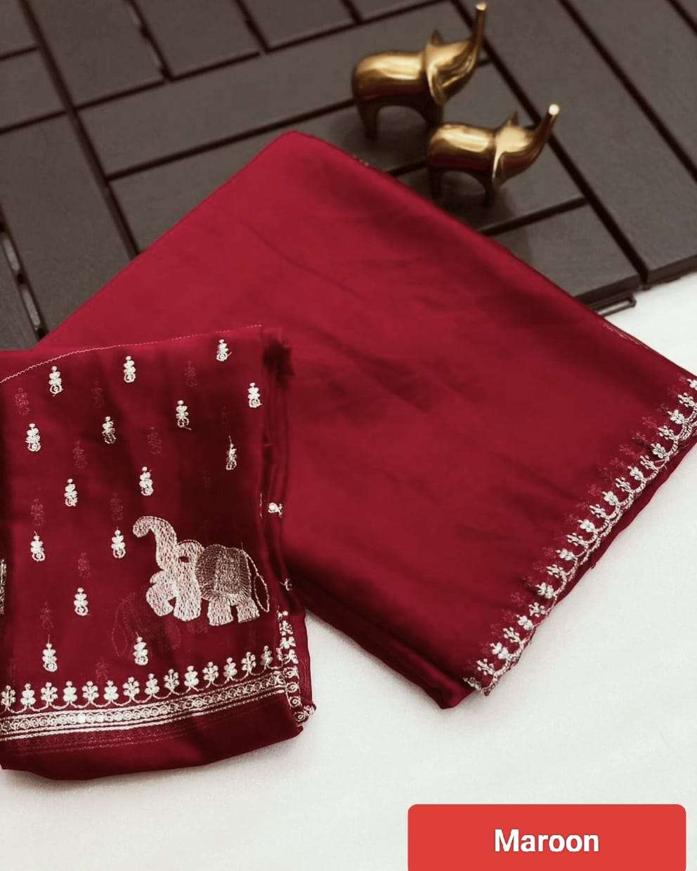 BAHURANI HATHI BY ASLIWHOLESALE DESIGNER PURE CHIFFON EMBROIDERY SAREES-00268