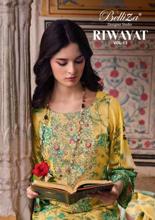 BELLIZA RIWAYAT VOL-13 871-001 TO 871-008 SERIES PURE VISCOSE RAYON PRINTED PAKISTANI DRESSES-00062