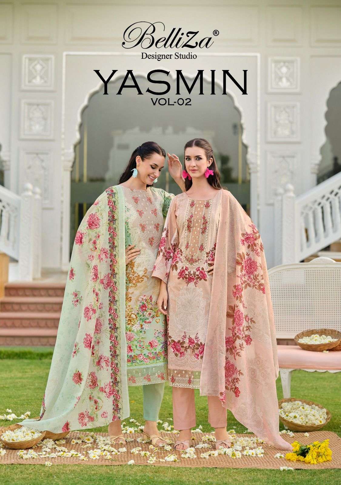 BELLIZA YASMIN VOL-02 869-001 TO 869-008 SERIES PURE COTTON PRINTED EMBROIDERY PAKISTANI DRESSES-002...