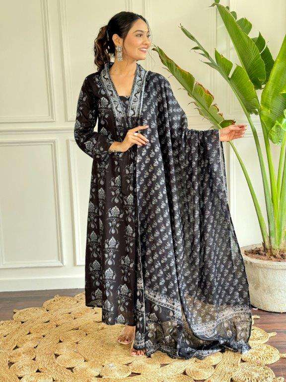 BF-601 BY ASLIWHOLESALE DESIGNER PURE COTTON PRINTED DRESSES-00097