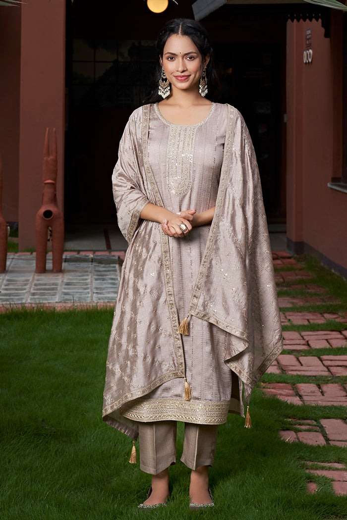 BF-639 BY ASLIWHOLESALE DESIGNER PURE VICHITRA SILK EMBROIDERY PRINTED DRESSES-00097