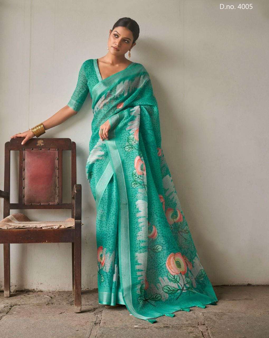 BHUMI SAAVANI VOL-01 PURE FLORAL LINEN PRINTED SAREES-00004